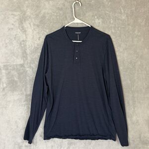 PROOF L Navy Blue Merino 72 Hour Henley Long Sleeve Shirt Quiet Luxury Huckberry